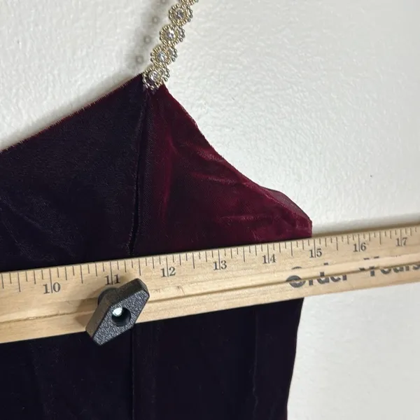 Vtg‎ Jessica McClintock ladies velvet purple dress beaded straps size 7/8 90s - Image 8