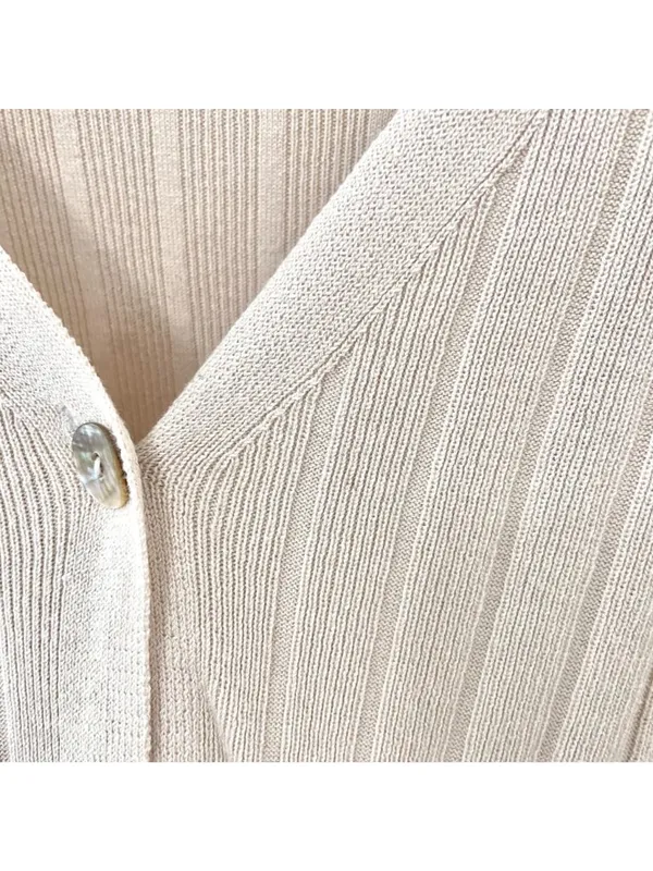 H&M Rib Knit Tan Cardigan Size M Long Sleeve Relaxed - Image 5