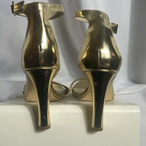 Calvin Klein Shiny Gold Women's Size 9.5 Ankle Strap Sandals 4” Heel - Image 3