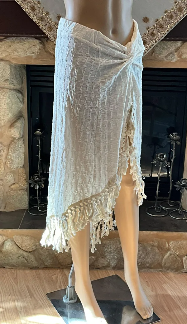 Boho Twist Skirt With Tassels Ivory M - Image 3