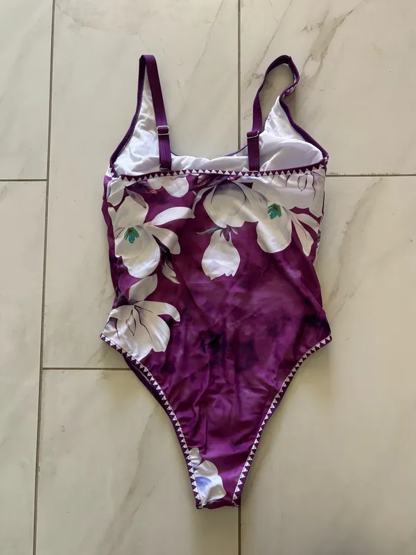 Floral Swimsuit Purple Size M - Image 2