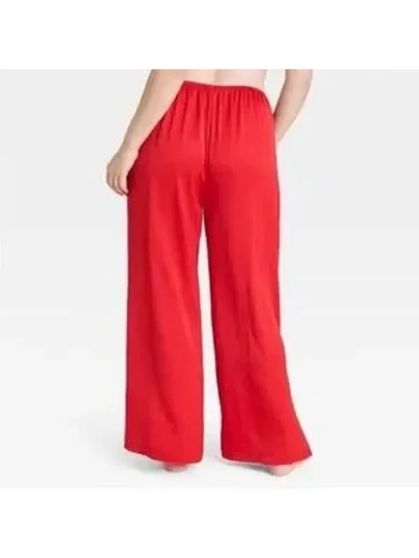 Auden NWT Women's Red Satin Pajama Pants Size XL - Image 3