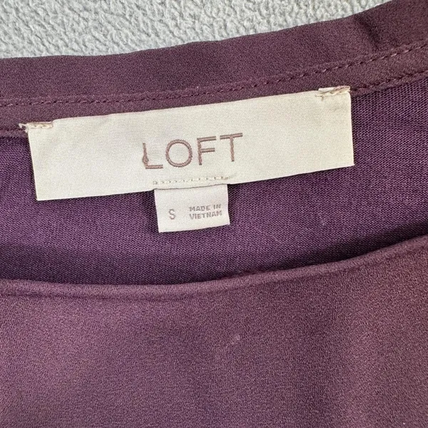 LOFT Women Plum Purple Mixed Media Side Tie Sleeveless Top Size S - Image 3
