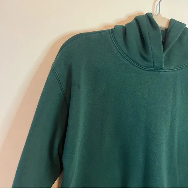 Zara Womens Cropped Hunter Green Hoodie Sweatshirt Small - Image 5