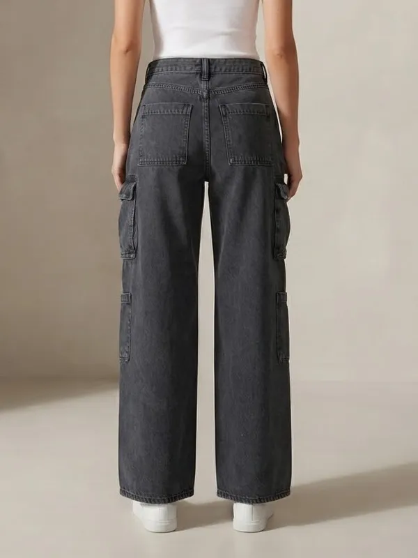 OLD NAVY Mid Rise Baggy Wide Leg Jeans 2 Black Wash EUC - Image 9