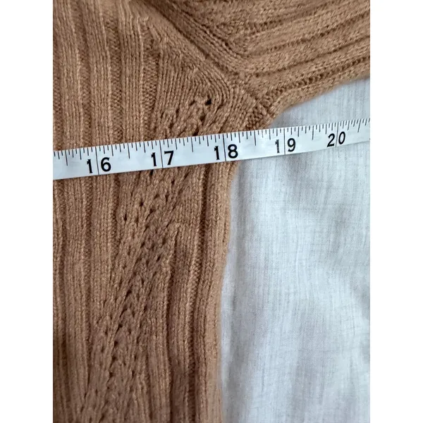 Ramy Brook Sweater NWT Women M Camel Ribbed V-Neck Wool Cashmere Balloon Sleeve - Image 8