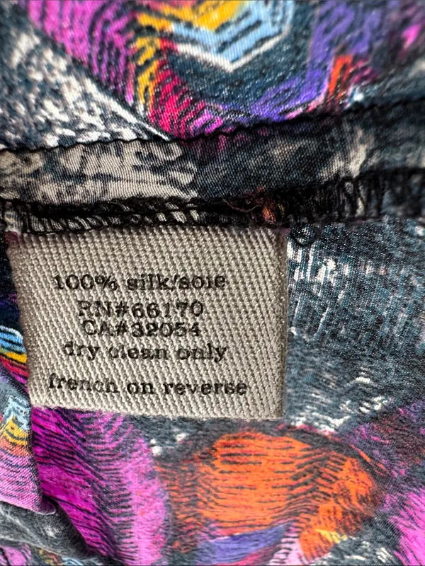 Ecote Multicolor Printed Mini Dress M 100% silk button front colorful pockets - Image 10