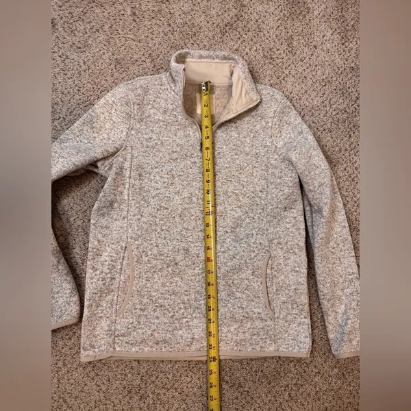 Thread & Supply Fleece Quarter Zip Pullover S Beige Neutral Cozy Chic Capsule - Image 8
