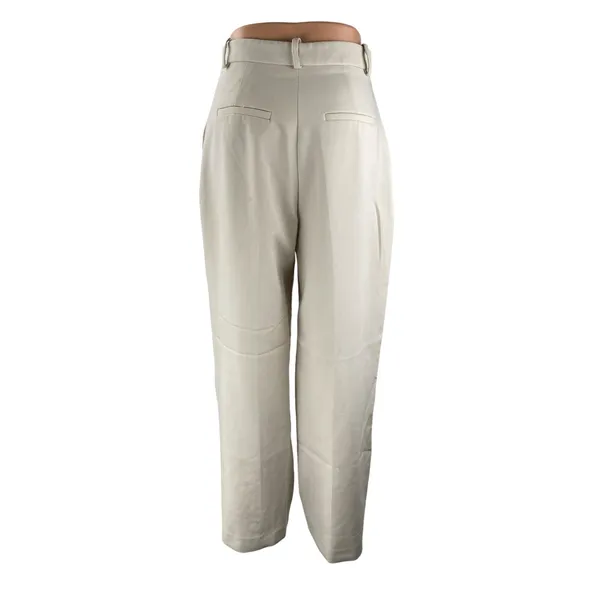 Zara Women's White High Waisted Wide Leg Baggy Trousers Dress Pants Size S - Image 4