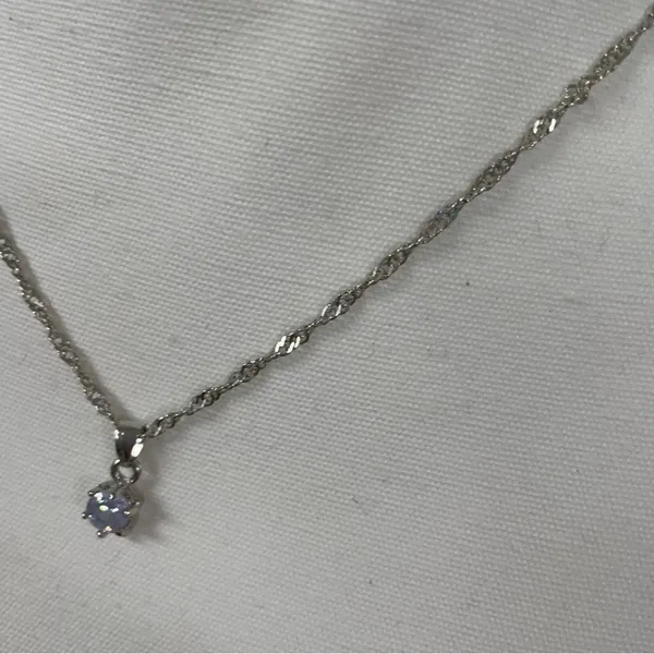 Blue Rhinestone & Silver Tone Necklace Costume Jewelry - Image 3