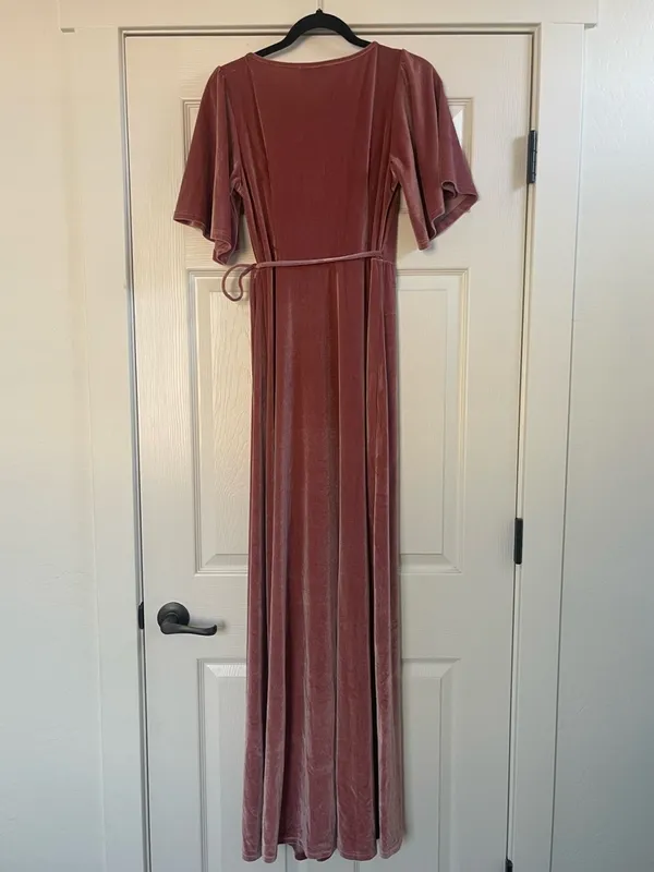 Women’s Baltic Born Meghan Velvet True Wrap Maxi Dress Pink Mauve Size M - Image 8