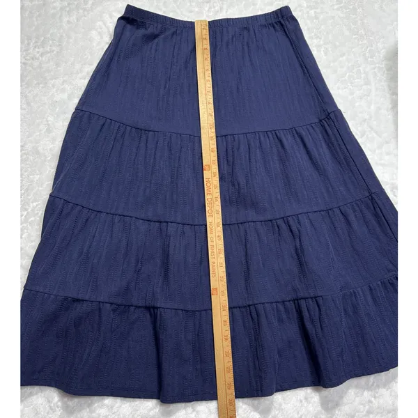 Chelsea & Theodore Skirt Womens M Tiered Purplish Blue Midi Cottage Prairie Core - Image 8