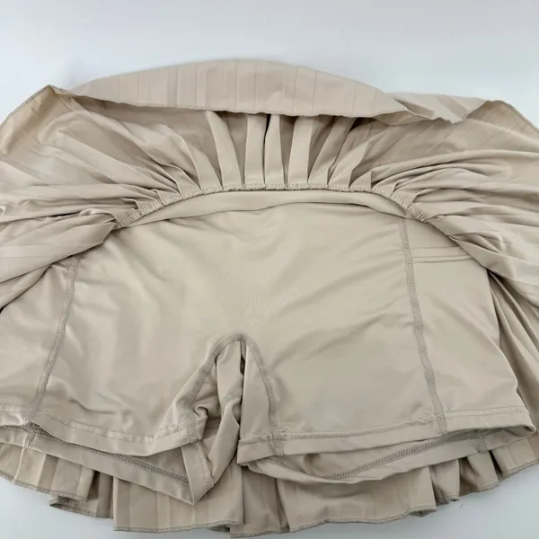Gold Hinge Pleated Tennis Skirt Skort Beige Women L Preppy Pickleball Activewear - Image 4