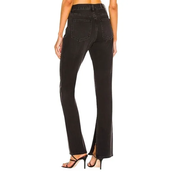 PISTOLA Alexa High Rise Flare‎ Jeans 28" Black Split Hem Goth Grunge Minimalist - Image 2