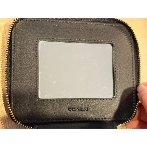 Coach Leopard Print Crossgrain Leather Travel Jewelry Box Case Mirror Gold Tone - Image 6