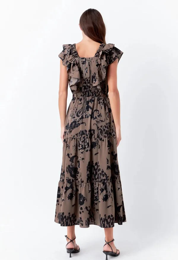Endless Rose Animal Print Ruffle Sleeve Maxi Dress - Image 2