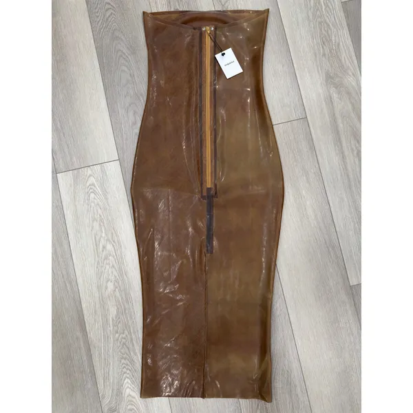 Miaou Lila Midi Dress Leopard Natural Latex Strapless Semi Sheer S NWT $495 - Image 6