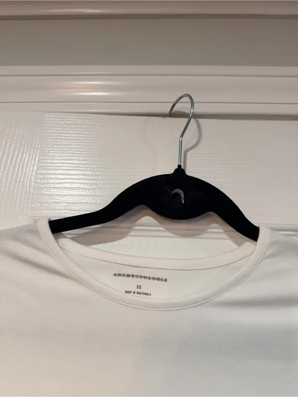 NWOT Anthropologie Size XS White Stretch Short Sleeve Raw Hem Stretch Crop Top - Image 2
