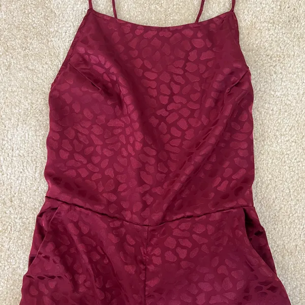 Red Criss-Cross Cheetah Print Jumpsuit - Image 2