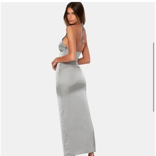 NWT OW Collection Saga Satin‎ Maxi Dress Grey Sz Medium $250 - Image 2