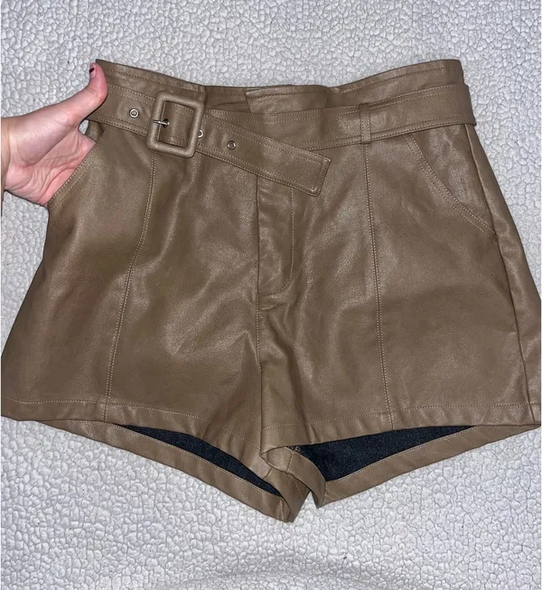 Gilli Faux Leather Shorts Tan Size M - Image 2