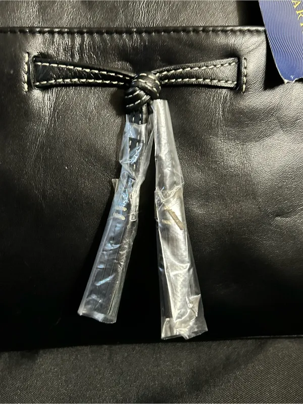 Charter Club Women’s Classic Black Leather Tote Bow Accent NWT - Image 5