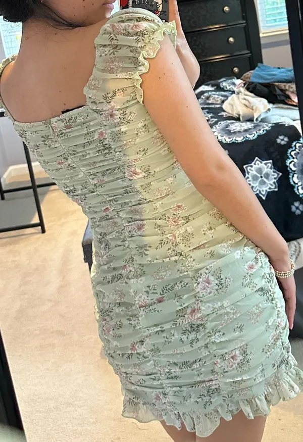 Hazel Boutique Green Floral Mini Dress - Image 8