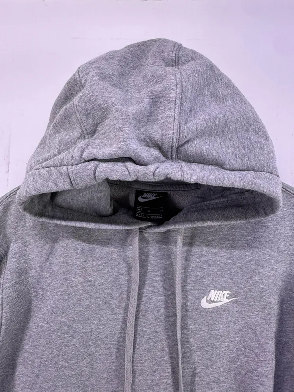 Vintage Nike Light Gray Hoodie White Logo Size Medium - Image 8