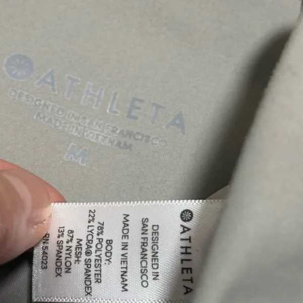 Athleta gray beige tan leggings mesh detail - Image 5
