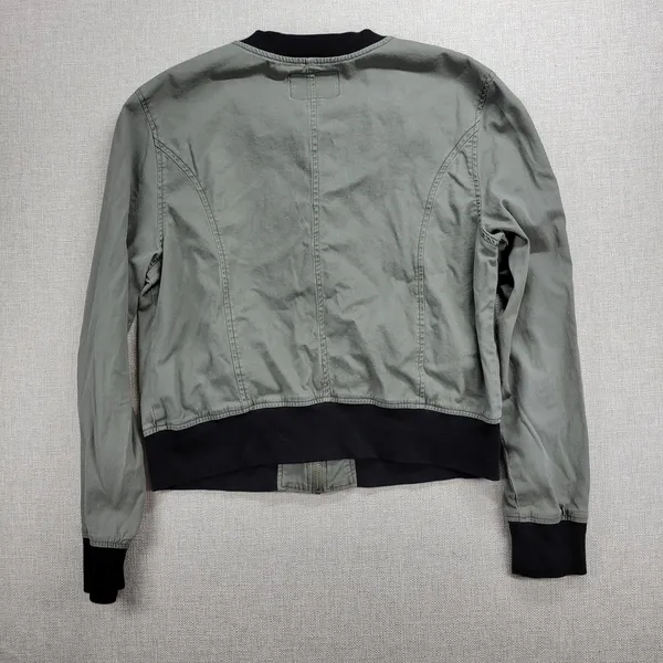 Sanctuary Womens Jacket Size M Olive Green Zip Up Military Twill‎ Bomber Crop - Image 3