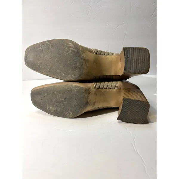 COPY - Sock/Leather Bootie in Beige Size10 Chunky Heel, Sq. Toe Women's - Image 5