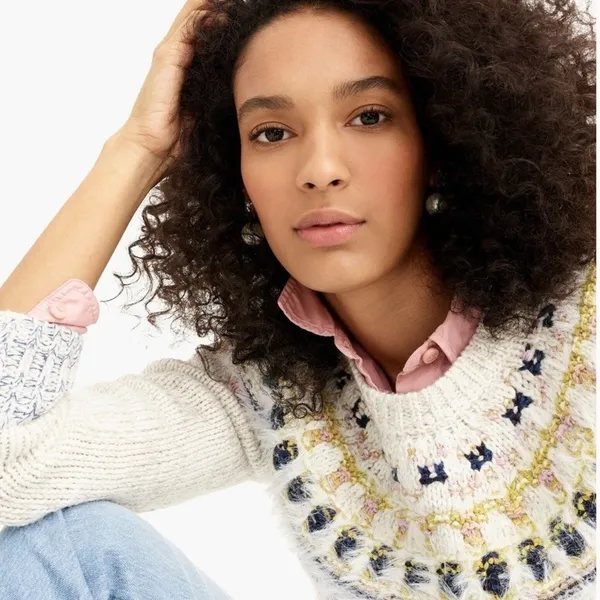 J. CREW x The Reeds Fuzzy Fair Isle Wool Blend Sweater Knitwear Pullover Small - Image 5