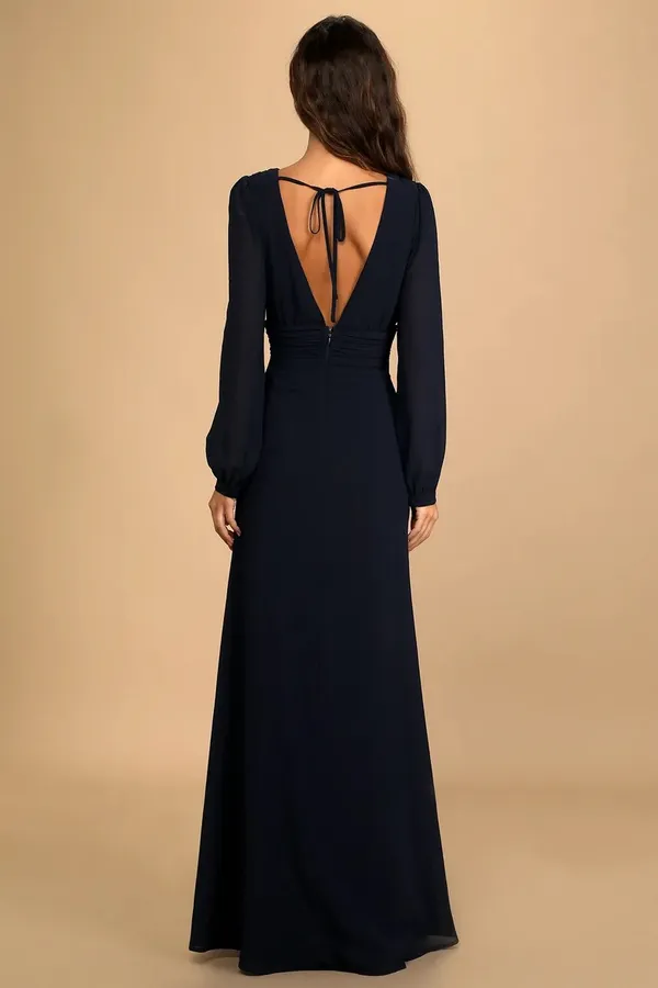 Lulus NWT Love You So Navy Long Sleeve Maxi Dress - Image 4