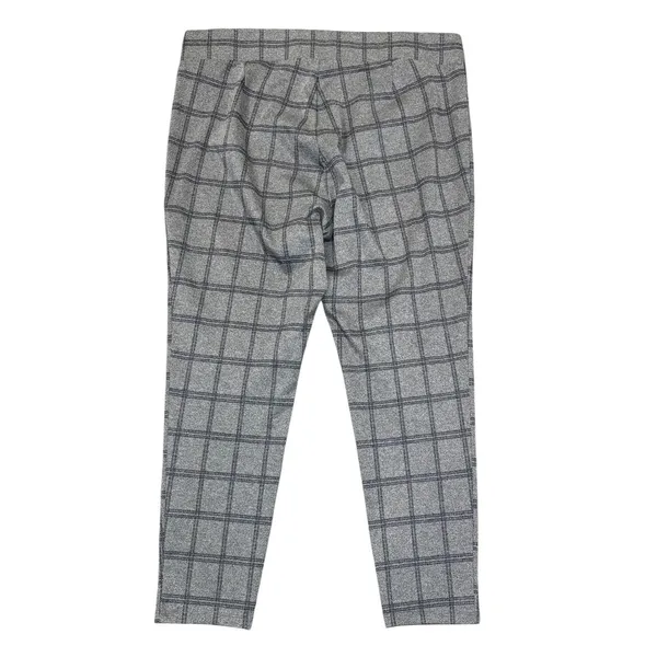 LOFT Gray Plaid Pull On Pants XL Stretch Slim Skinny Office‎ Workwear Y2K - Image 3