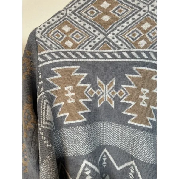 Charlotte Russe Gray Multi Waterfall Open Front Cardigan Women Sz M - Image 8