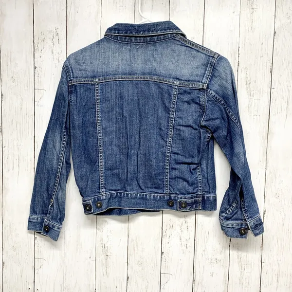 UJ Jacket Women Size Small Blue Denim Collared Button Down‎ Crop Trucker Pockets - Image 2