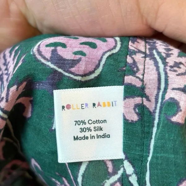 Roller Rabbit Silk Cotton Blend Green Pink Floral Pajama Set Size XXS - Image 7