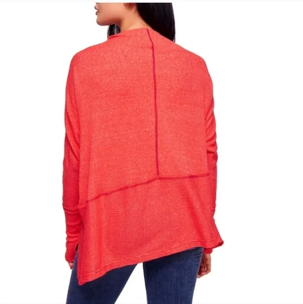 Free People Top XS Cherry Coral‎ We The Free Londontown Thermal Oversized - Image 6