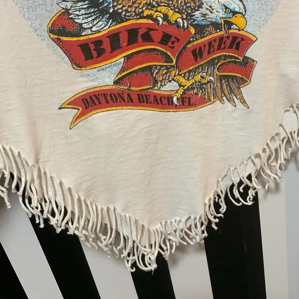 Rare Custom Fringe 1997 Daytona Bike Week Bald Eagle Vintage Cotton Tee Shirt - Image 6