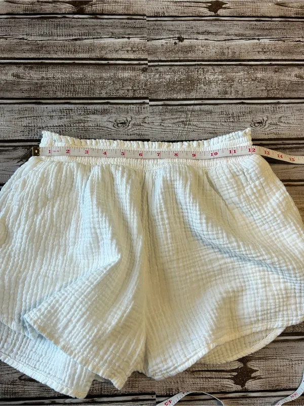 Aerie Cotton White Elastic-Waist Athletic Shorts Size Medium Coastal Vacation - Image 3