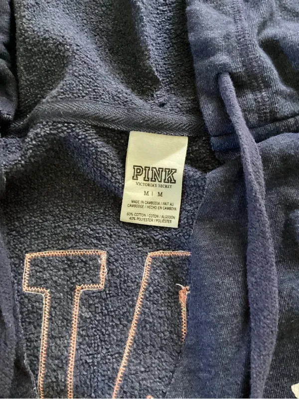 Victoria's Secret PINK Navy Hoodie with Pink Stitching - Image 3