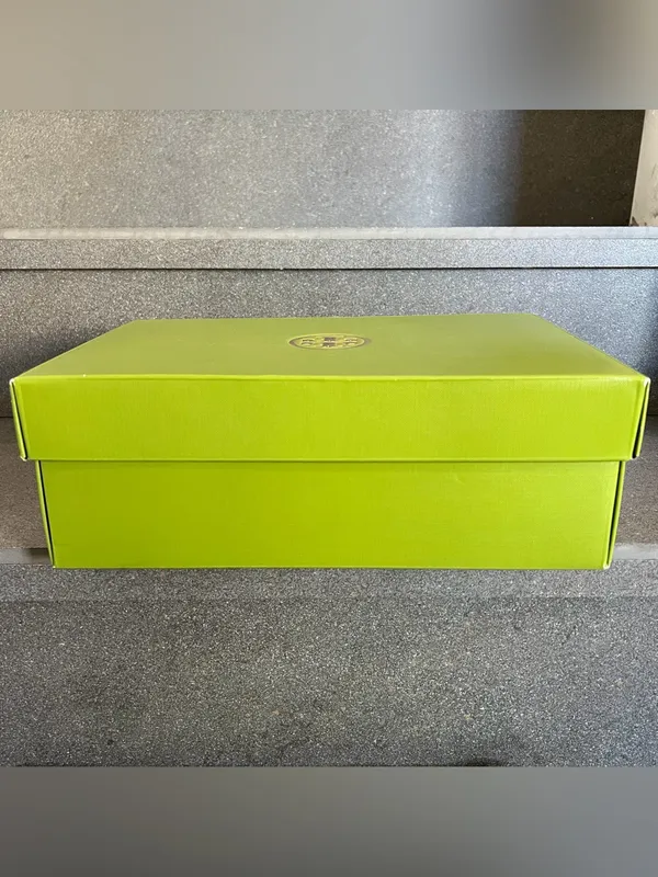 Tory Burch Signature Green Shoebox & Matching Dust Bag Set - Image 4
