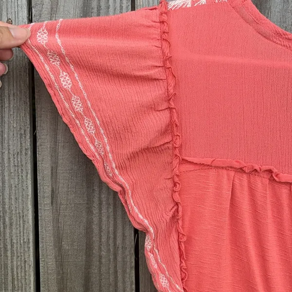 Knox Rose Coquette girl top ruffles embroidered‎ vneck lightweight boho size small top - Image 3