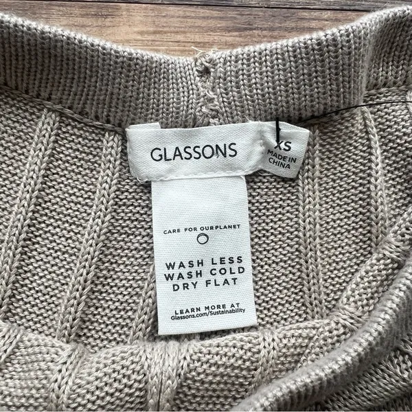 Glassons Women’s Beige Ribbed Flared Knit Pants Flowy High Waist Boho Sz XS NWT - Image 4