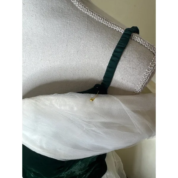 Vintage 80s Prom Dress | Emerald Green Velvet & White Tulle Ball Gown | flaws - Image 5