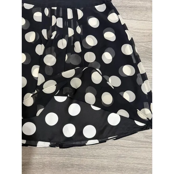Ann Taylor 100% Silk Midi Skirt Size 2 Black White Polka Dot Pleated‎ A-Line Mod - Image 15