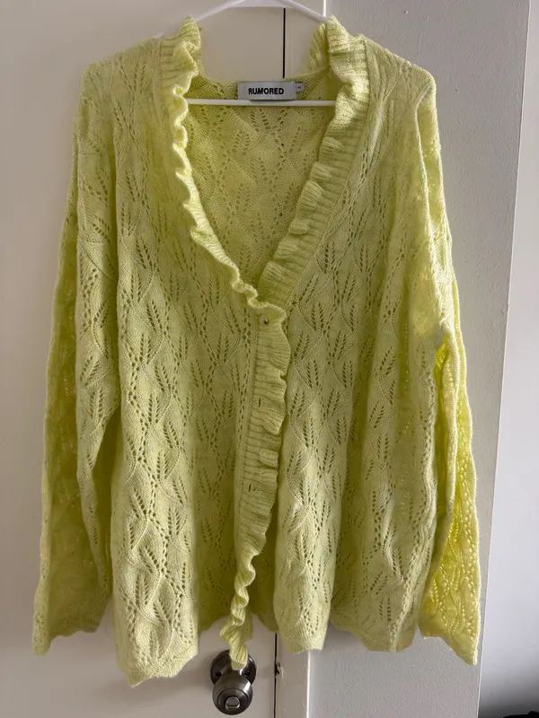 Rumored Bright Yellow Ruffle Trim Cardigan - Image 2