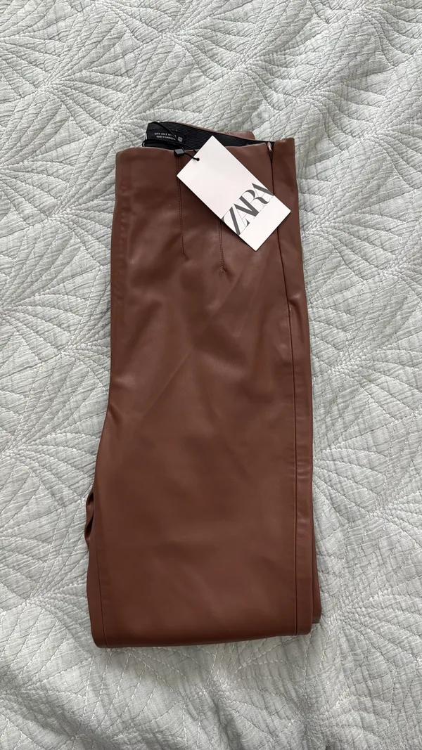 Zara Brown Leather Pants - Image 4