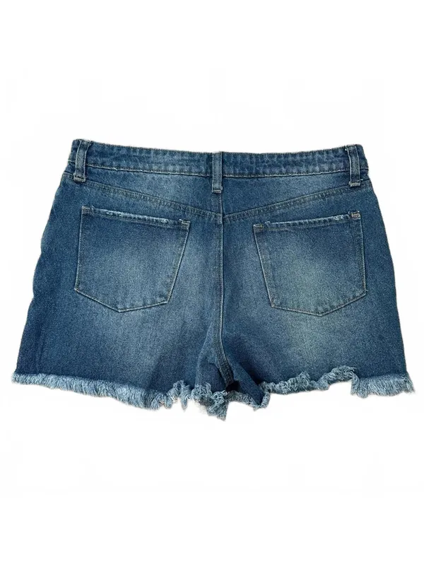 BP High Waist Destroyed Cotton Denim Shorts Medium Wash NWT Size 30 - Image 3
