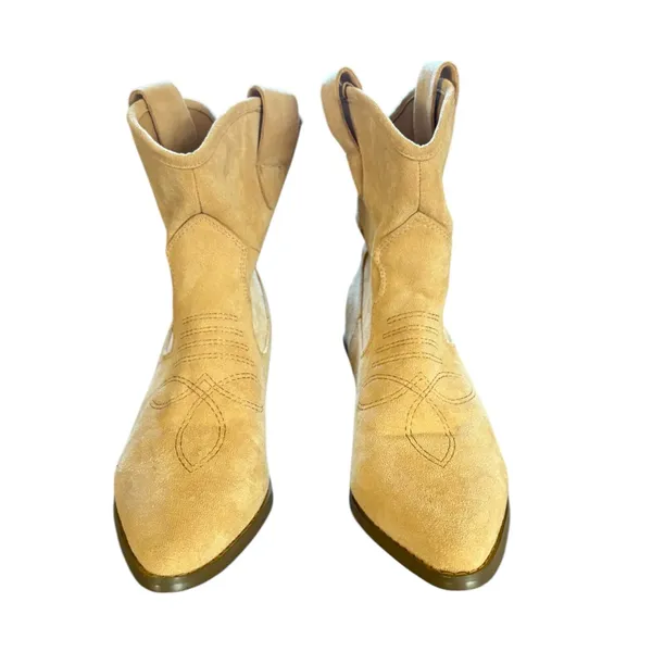 French Connection Carrie Boots Beige Western Vegan Suede Womens Size 7 - Image 3